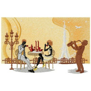 Romantic evening in Paris embroidery design - Embroidery Design