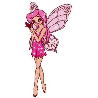Young pink fairy embroidery design - Embroidery Design