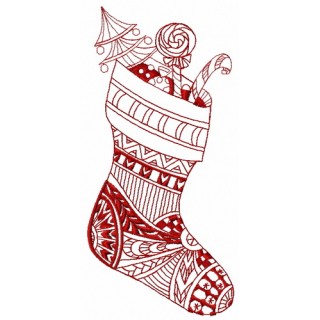 Christmas sock 9 embroidery design - Embroidery Design