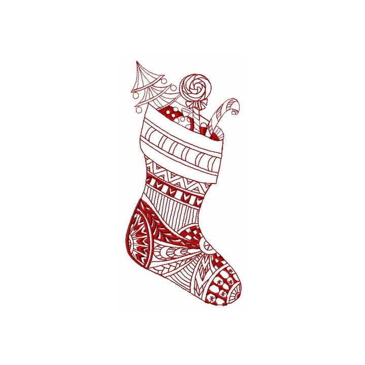 Christmas sock 9 embroidery design - Embroidery Design