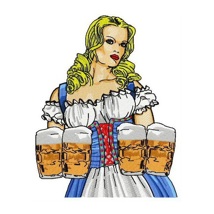 Beer girl 2 embroidery design - Embroidery Design