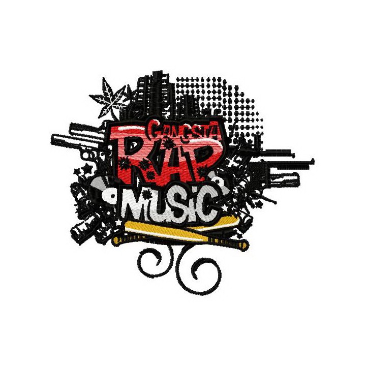 Rap music embroidery design - Embroidery Design