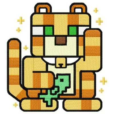Preview of the Cat mod embroidery design featuring a playful feline inspired by Minecraft, ideal for stitching on various it…