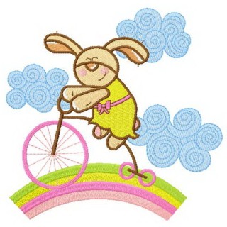 Bunny cycling embroidery design - Embroidery Design