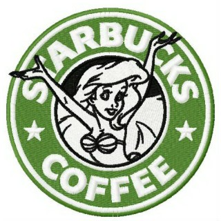 Starbucks coffee mermaid embroidery design - Embroidery Design