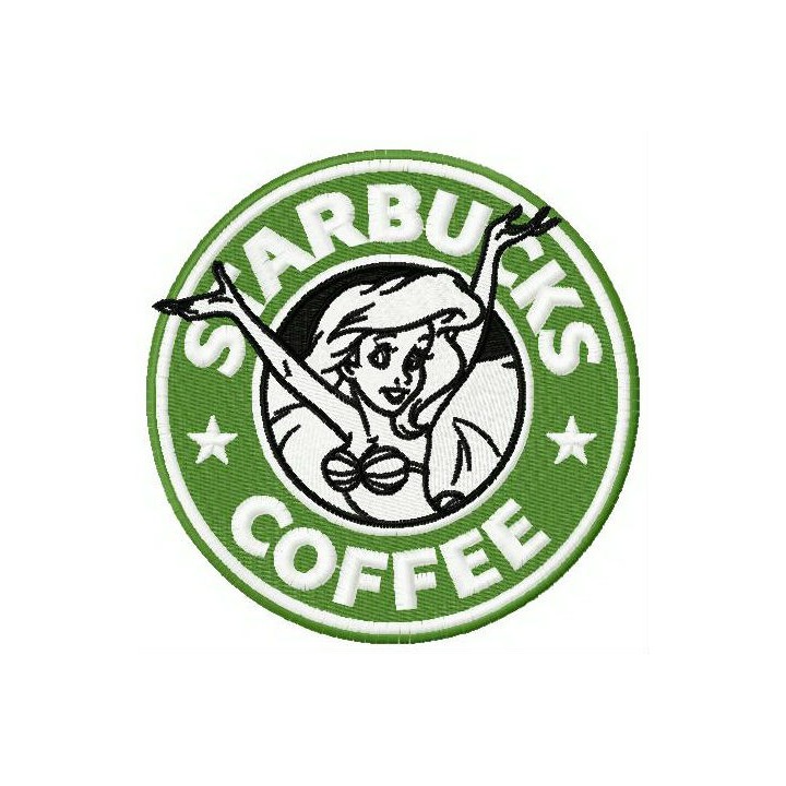 Starbucks coffee mermaid embroidery design - Embroidery Design