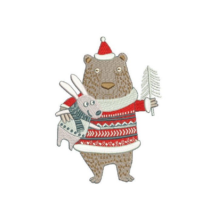 Bear and bunny 2 embroidery design - Embroidery Design