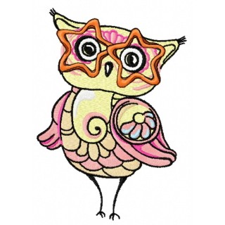 Glamorous owl party 3 embroidery design - Embroidery Design