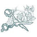 Gothic scissors 2 embroidery design preview showcasing intricate stitched motifs for craft projects.