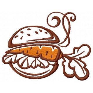 Vegan burger embroidery design - Embroidery Design