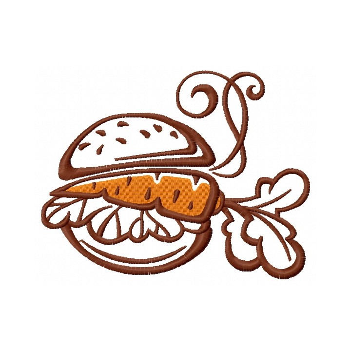 Vegan burger embroidery design - Embroidery Design