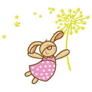 Bunny with fireworks embroidery design - Embroidery Design