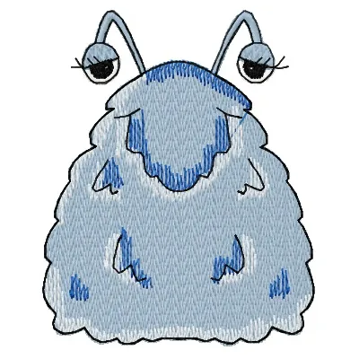 Preview of the Sad Fluffy Wad embroidery design featuring a cute monster, ideal for whimsical stitching projects.