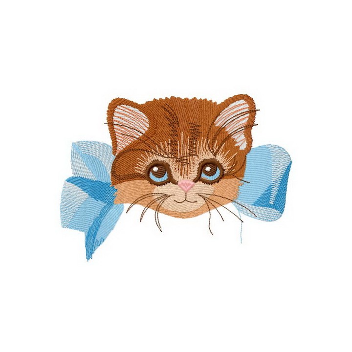 Kitten with bow 2 embroidery design - Embroidery Design