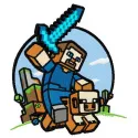 Preview of Minecraft warrior embroidery design featuring a pixelated character for creative stitching projects.