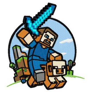 Minecraft warrior embroidery design - Embroidery Design