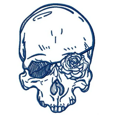 Romantic skull 4 embroidery design showcasing a unique skull motif, perfect for adding flair to t-shirts or hoodies.