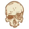 Romantic skull 3 embroidery design showcasing a creative pattern for t-shirts and tote bags.