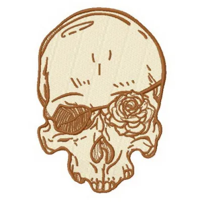 Romantic skull 3 embroidery design showcasing a creative pattern for t-shirts and tote bags.
