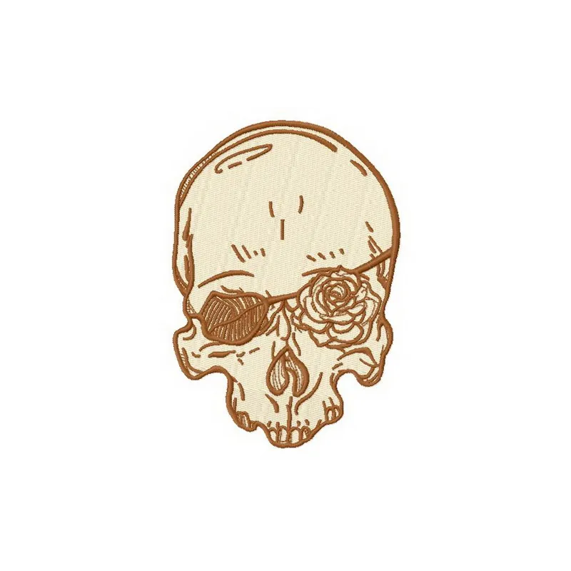 Romantic skull 3 embroidery design showcasing a creative pattern for t-shirts and tote bags.