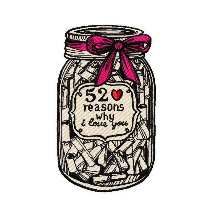 52 reasons why I love you 2 embroidery design - Embroidery Design