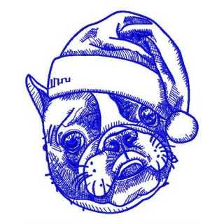 Christmas bulldog 3 embroidery design - Embroidery Design