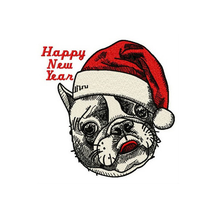 Christmas bulldog 2 embroidery design - Embroidery Design