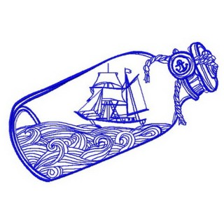 Ship in the bottle 3 embroidery design - Embroidery Design
