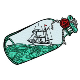 Ship in the bottle 2 embroidery design - Embroidery Design
