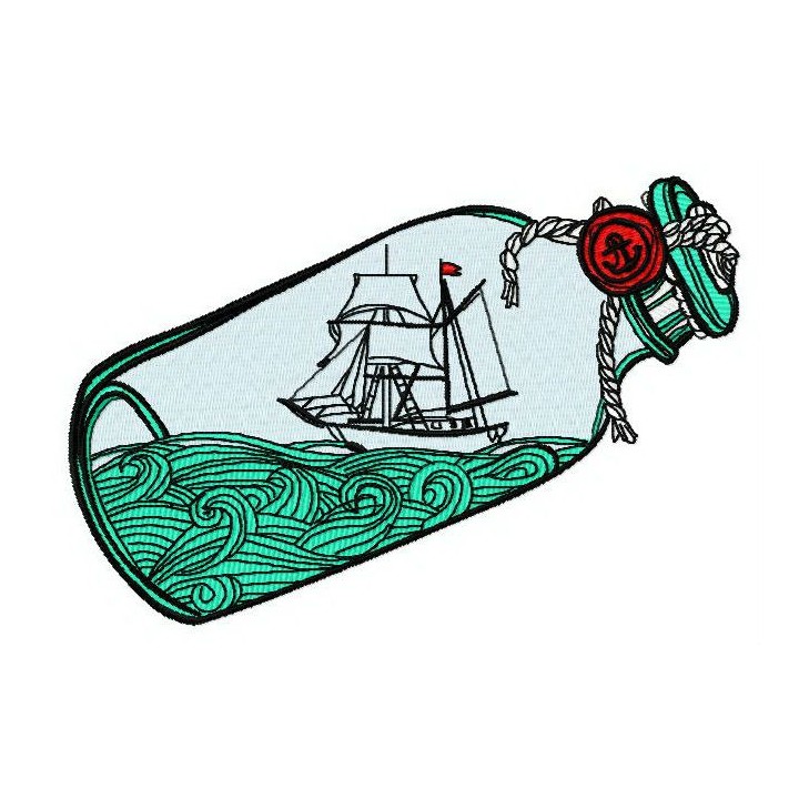 Ship in the bottle 2 embroidery design - Embroidery Design