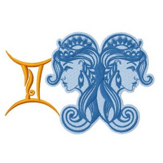 Zodiac sign Gemini 4 embroidery design - Embroidery Design