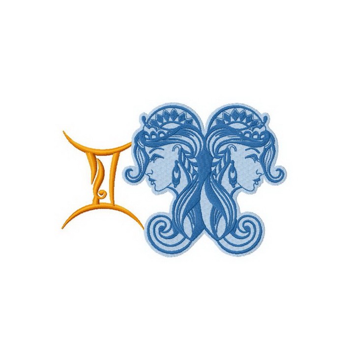 Zodiac sign Gemini 4 embroidery design - Embroidery Design