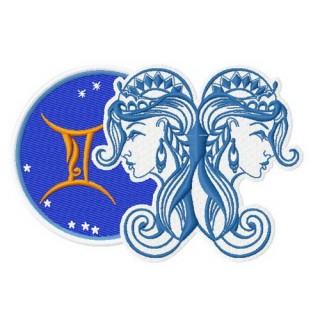 Zodiac sign Gemini 3 embroidery design - Embroidery Design