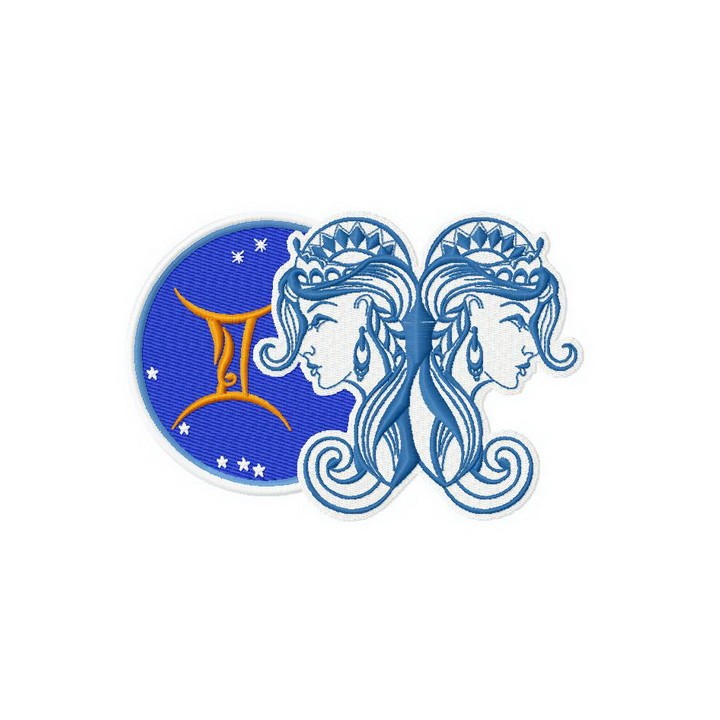 Zodiac sign Gemini 3 embroidery design - Embroidery Design