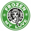 Frozen My Love embroidery design featuring beloved characters, ideal for stitching on t-shirts and baby onesies.