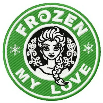 Frozen My Love embroidery design featuring beloved characters, ideal for stitching on t-shirts and baby onesies.