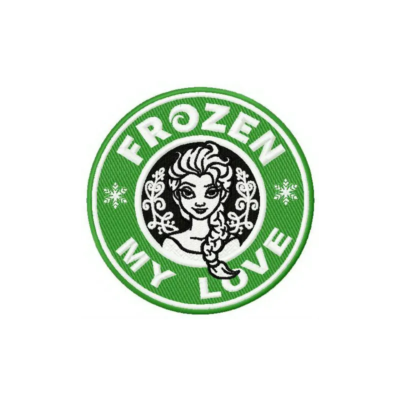 Frozen My Love embroidery design featuring beloved characters, ideal for stitching on t-shirts and baby onesies.