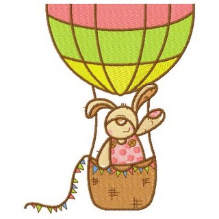 Bunny the balloonist embroidery design - Embroidery Design