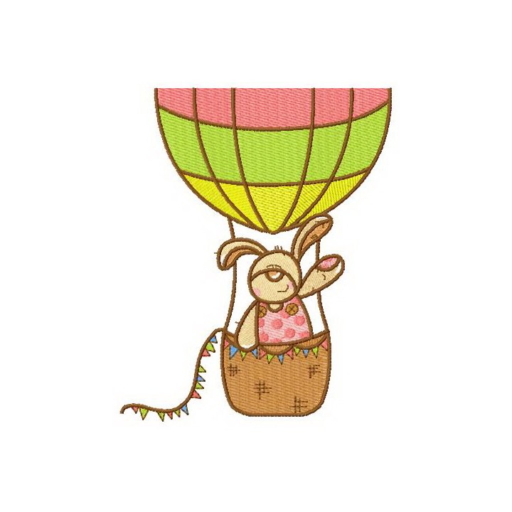 Bunny the balloonist embroidery design - Embroidery Design