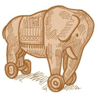 Wooden elephant  embroidery design - Embroidery Design