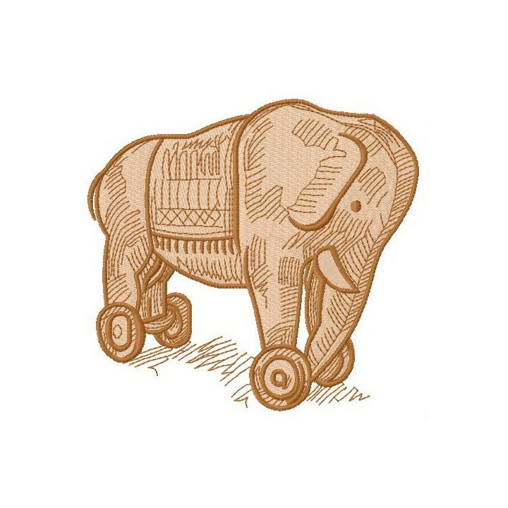 Wooden elephant  embroidery design - Embroidery Design