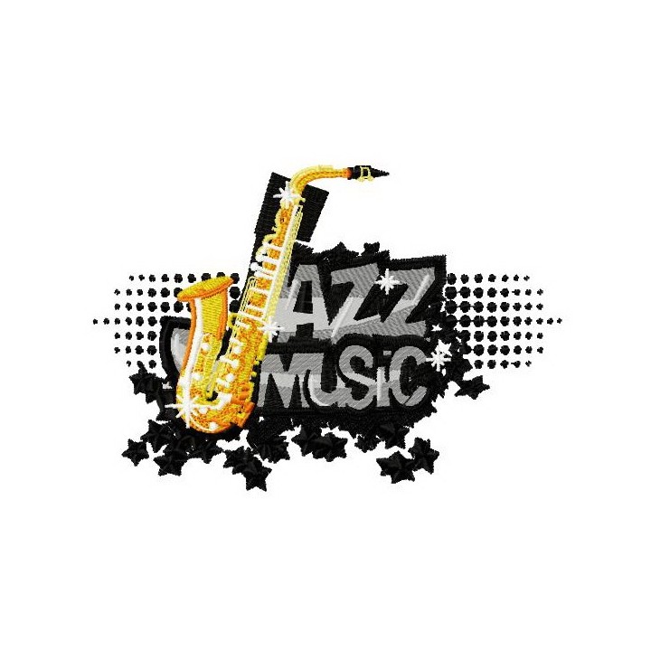 Jazz music embroidery design - Embroidery Design