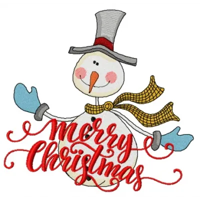 Ruddy snowman 2 embroidery design featuring a cheerful snowman in a festive scarf, ideal for winter decorations.