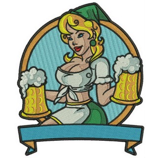 Beer girl embroidery design - Embroidery Design