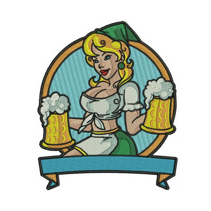 Beer girl embroidery design - Embroidery Design