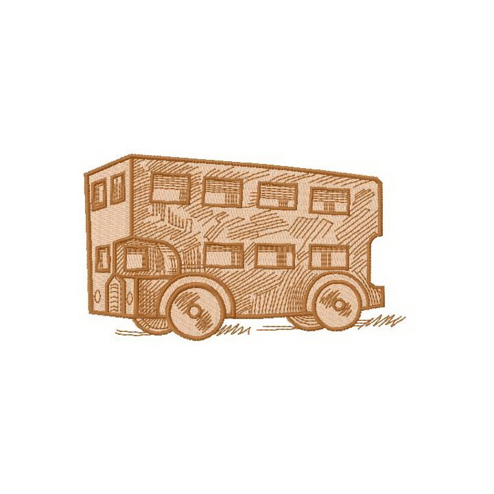 Wooden bus embroidery design - Embroidery Design