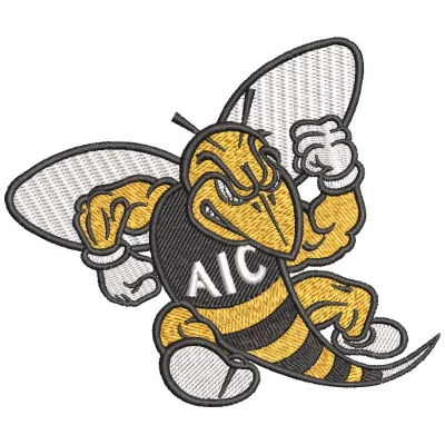 AIC Yellow Jackets logo embroidery design preview for stitching on apparel and accessories.