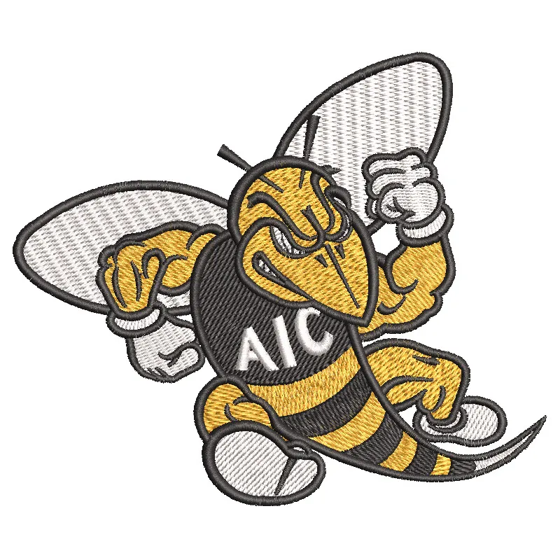 AIC Yellow Jackets logo embroidery design preview for stitching on apparel and accessories.