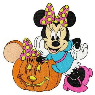 Minnie styled pumpkin embroidery design - Embroidery Design