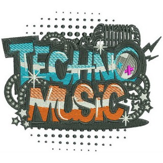 Techno music embroidery design - Embroidery Design